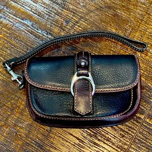 Dooney and Bourke Leather Flip Top Snap Close Wristlet Wallet Dark Brown
